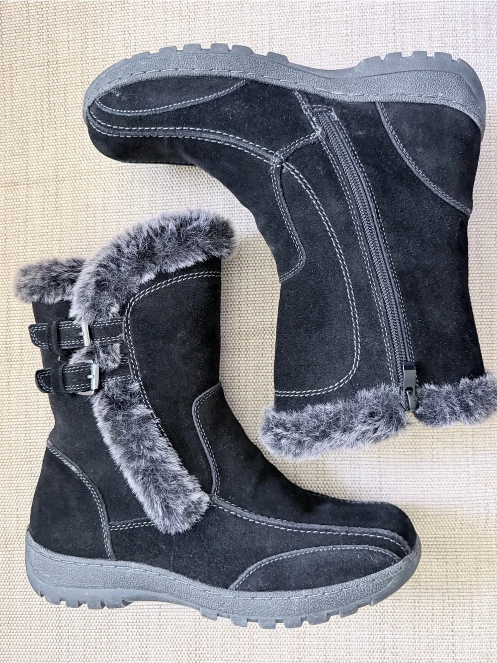 Spring Step Achieve Suede Faux Fur Mid-Calf Boots Water Resistant EU 38 US 7.5-8